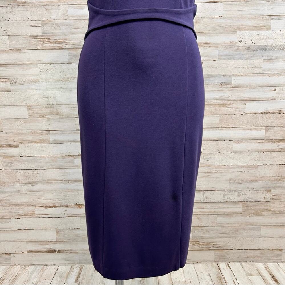Elie Tahari Sleeveless Stretch Knit Sheath Dress Size S Purple Plum V-Neck - Picture 4 of 15